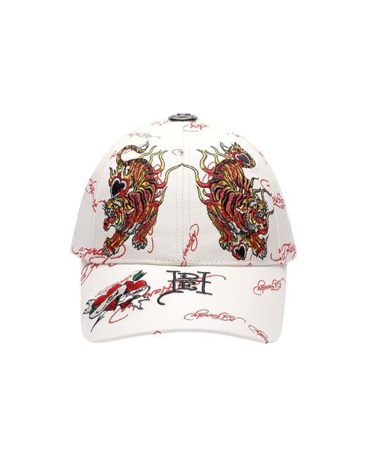 Ed Hardy White Kappe Tiger Flames