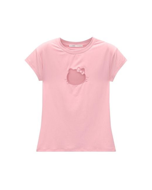 Pull&Bear Pink T-shirt 'hello kitty'