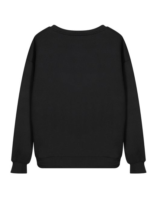 GORHEY Black Pullover Crew Neck Oversized Sweatshirt With Slogan Print