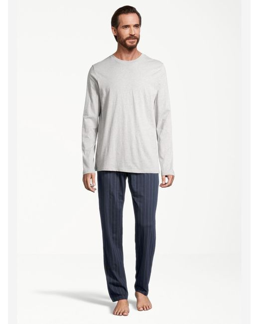 Schiesser Pyjama Lang Night & Home in White für Herren