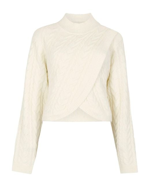 Apricot Natural Cable Knit Wrap Jumper