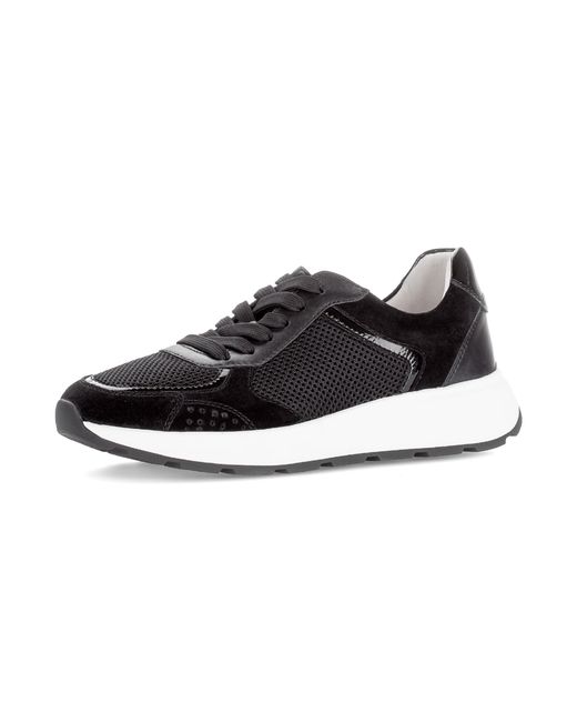 Gabor Black Keilsneaker, Freizeitschuh, Halbschuh, Schnürschuh, Kontrastbesatz an der Ferse