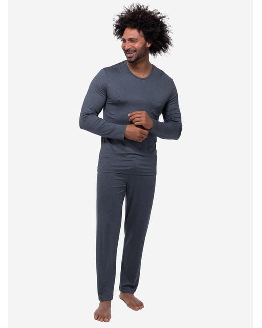 Mey Pyjama Lang Jefferson in Gray für Herren