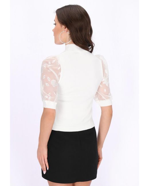 faina White Pullover Festive