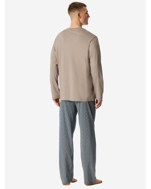 Schiesser Pyjama Lang Comfort Nightwear in Blue für Herren
