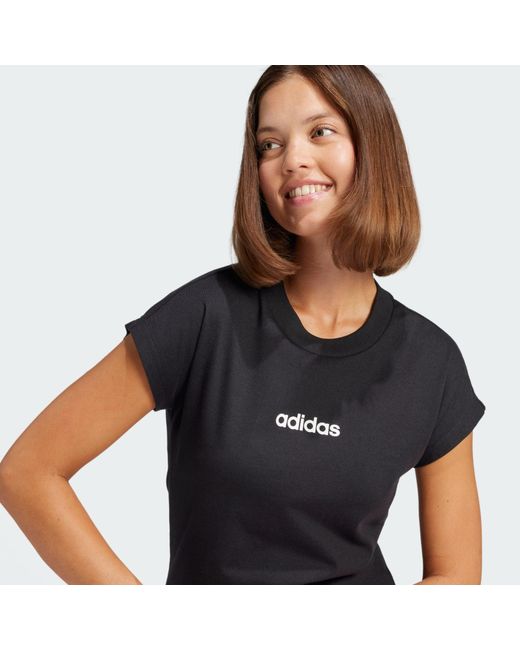 Adidas Black T-Shirt Essentials Linear Cotton Tee
