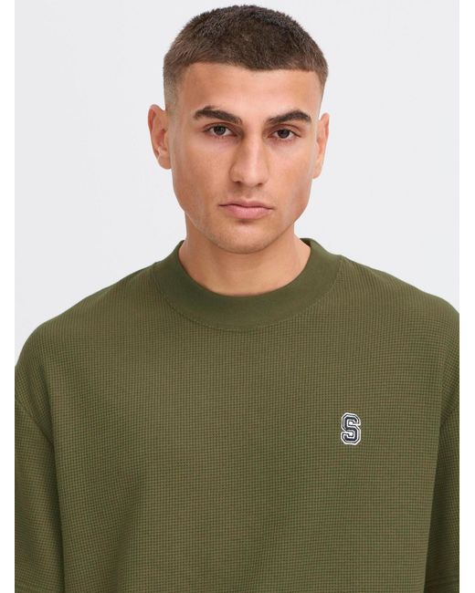 Solid Rundhalsshirt Sdraul in Green für Herren