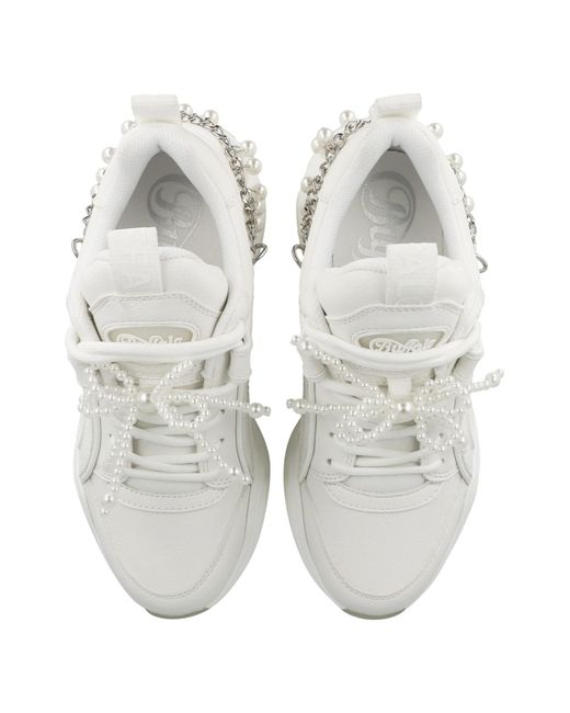 Buffalo White Sneaker Binary Chain Pearl