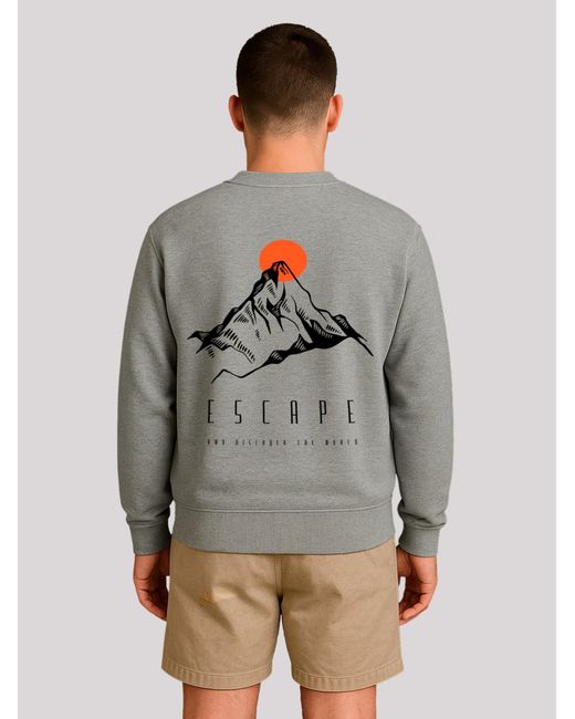 F4NT4STIC Sweatshirt Escape Discover The World Town Train Station in Gray für Herren