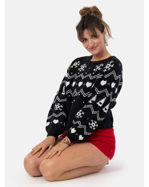LEAFLETIC Black Pullover Pullover Sweater