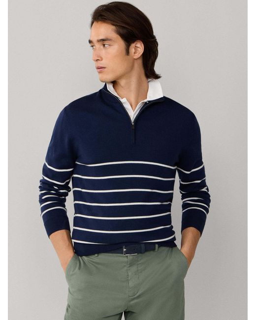 Hackett Pullover STRIPE HALF ZIP in Blue für Herren