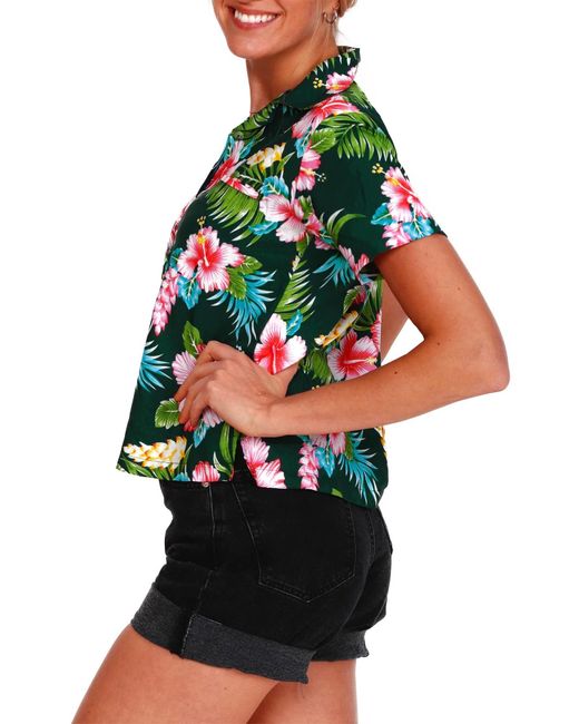 King Kameha Green Bluse Hibiscus New