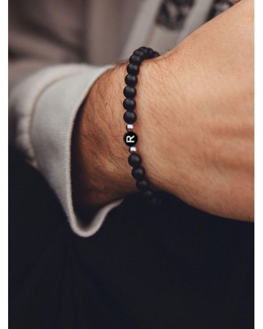 GOOD.designs Perlenarmband Mit Buchstabe R in Black für Herren