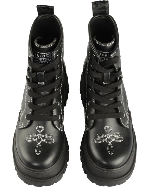 Buffalo Black Schnürstiefelette Aspha