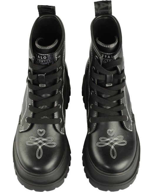 Buffalo Black Schnürstiefelette 'Aspha'