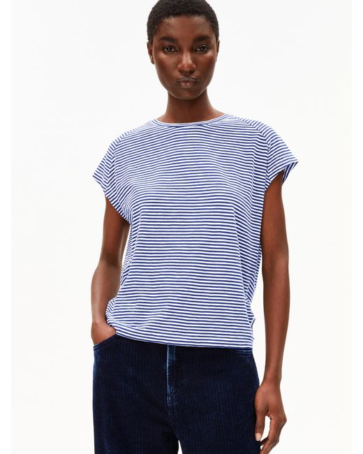 ARMEDANGELS Blue T-Shirt Oneliaa Lovely Stripes