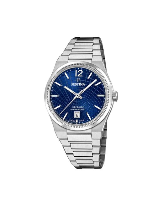 Festina Blue Analoguhr Watch Riv Swiss Made