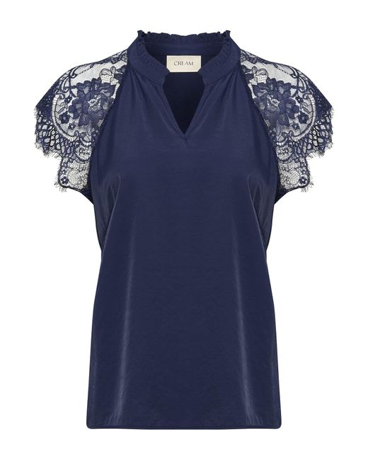 Cream Blue Bluse 'Cr Nola'