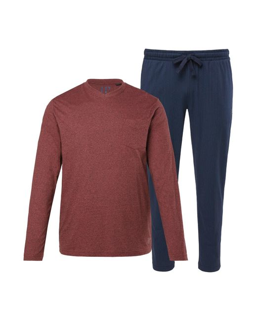 JP1880 Pyjama Lang in Red für Herren