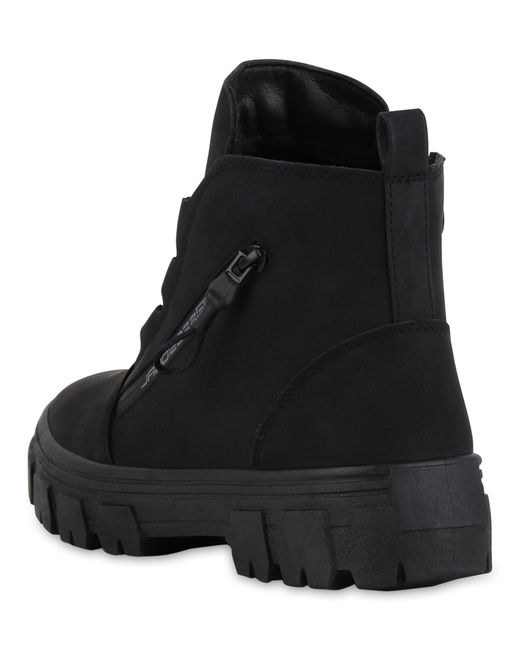 VAN HILL Black Schnürstiefeletten 'Chelsea'