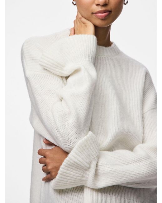 Pieces White Strickpullover Pcjimma
