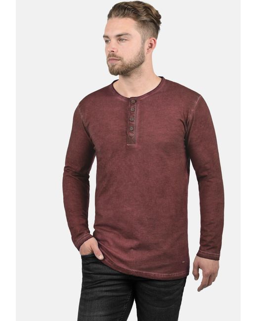 Solid Rundhalsshirt 'timur' in Red für Herren