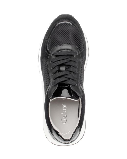 Gabor Black Keilsneaker, Freizeitschuh, Halbschuh, Schnürschuh, Kontrastbesatz an der Ferse