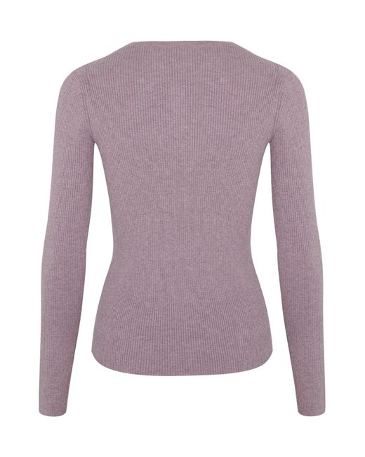 antargo Purple Pullover Basic Longsleeve With Buttons