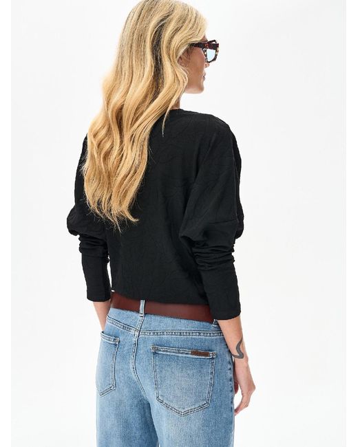 Blue Shadow Black Bluse