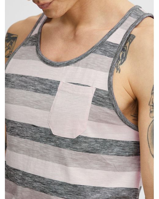 Solid Gestreiftes Tanktop Whicco Mit Brusttasche in Gray für Herren