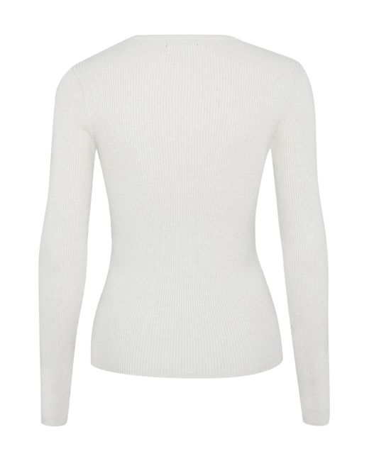 antargo White Pullover Basic Longsleeve With Buttons