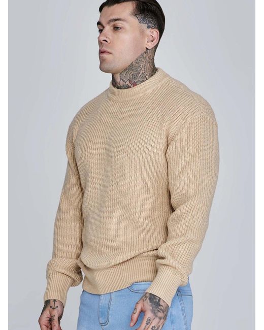 Siksilk Pullover Knitted Sweater in Natural für Herren