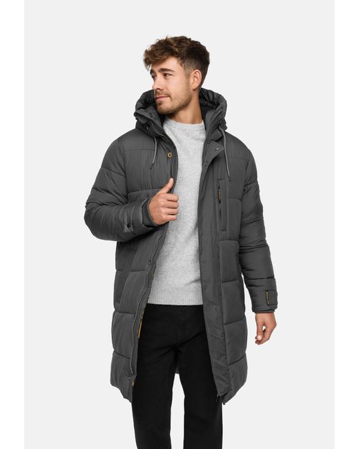 INDICODE Wintermantel Studs in Gray für Herren