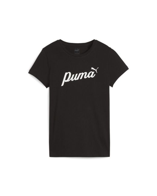 PUMA Black ESS+ Script T-Shirt
