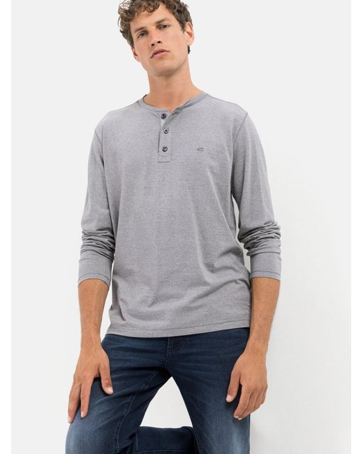 Camel Active Langarm Henleyshirt Aus Nachhaltigen Baumwollmix in Gray für Herren