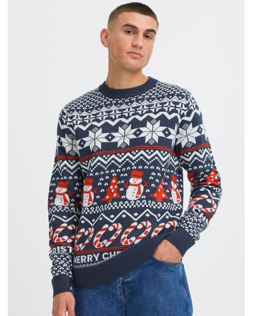Solid Weihnachtspullover Sdpaja in Blue für Herren