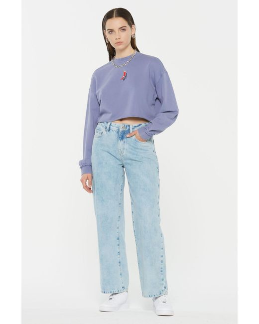 Harlem Soul Blue Lo-La Cropped Sweatshirt Printed