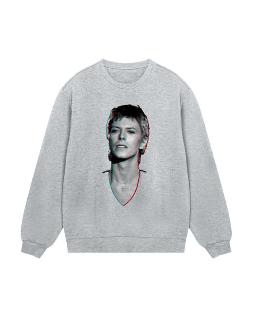 F4NT4STIC Sweatshirt Tv Times Pop Star David Bowie Portrait 1977 in Gray für Herren