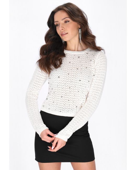 faina White Pullover Festive