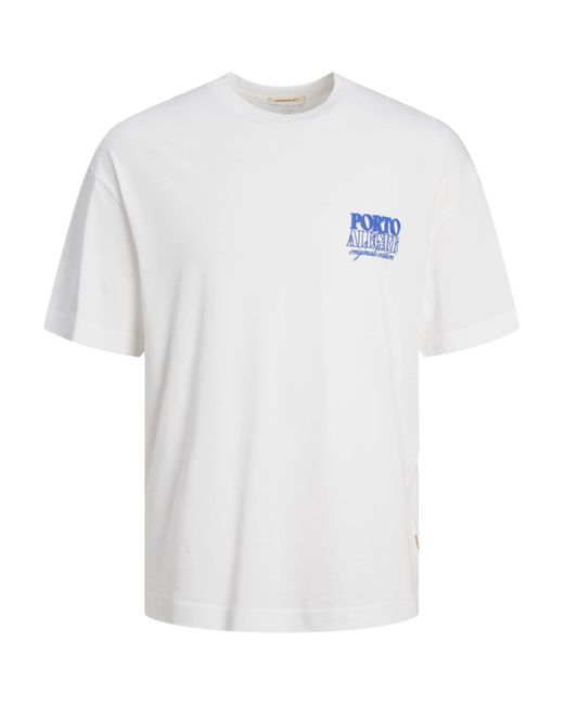 Jack & Jones T-Shirt JORMYKONOS TYPE TEE SS CREW NECK in White für Herren