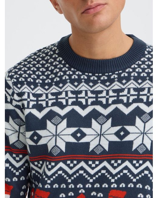 Solid Weihnachtspullover Sdpaja in Blue für Herren