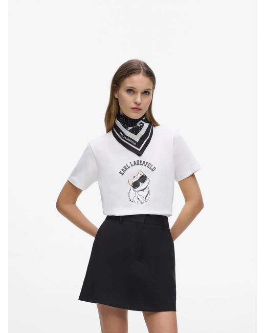 Karl Lagerfeld White T-Shirt Ikon Choupette