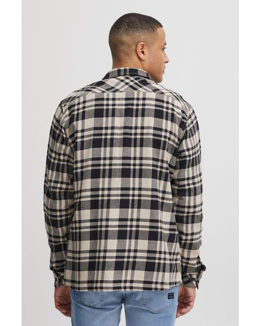 11 Project Langarmhemd 'mattes' overshirt in Gray für Herren