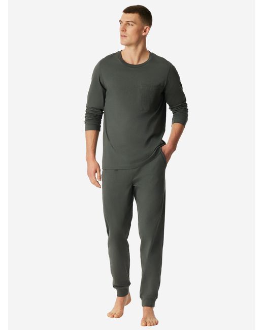 Schiesser Pyjama in Green für Herren
