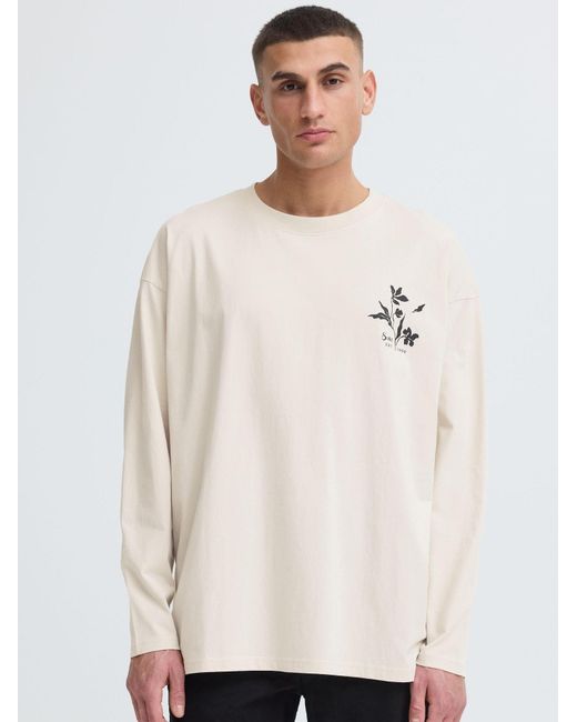 Solid Langarmshirt Sdamon Oversized in White für Herren