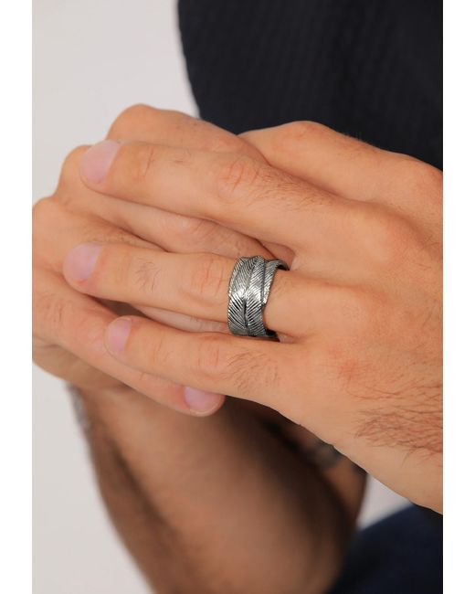 Kuzzoi Ring Feder in Metallic für Herren