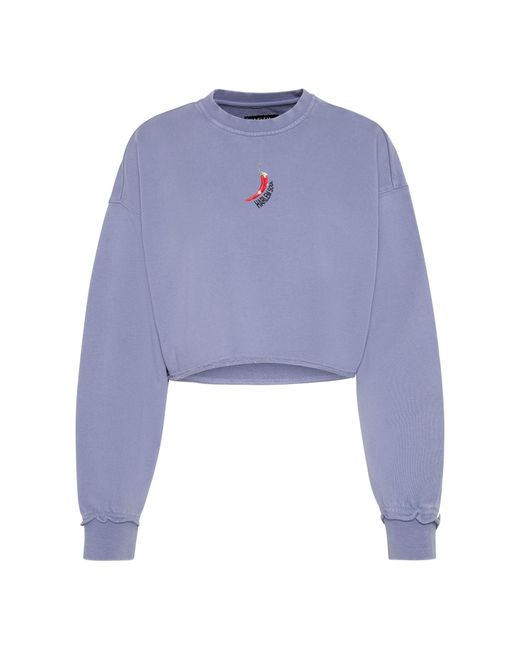 Harlem Soul Blue Lo-La Cropped Sweatshirt Printed