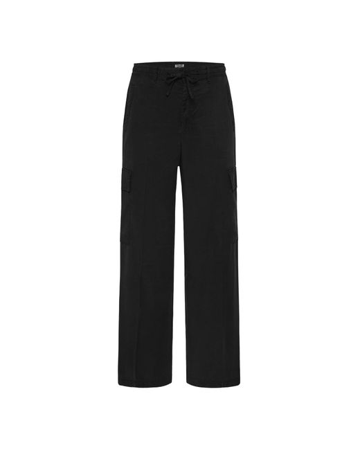 SENSES.THE LABEL Black Fließende Cargohose Mit Weitem Bein