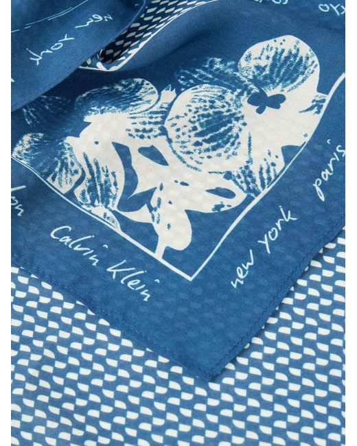 Calvin Klein Blue Schal Graphic Print Lightweight