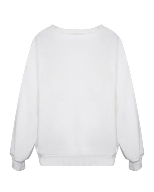 GORHEY White Pullover Loose Fit Fleece Pullover, Long Sleeve Sweatshirt With Animal Print